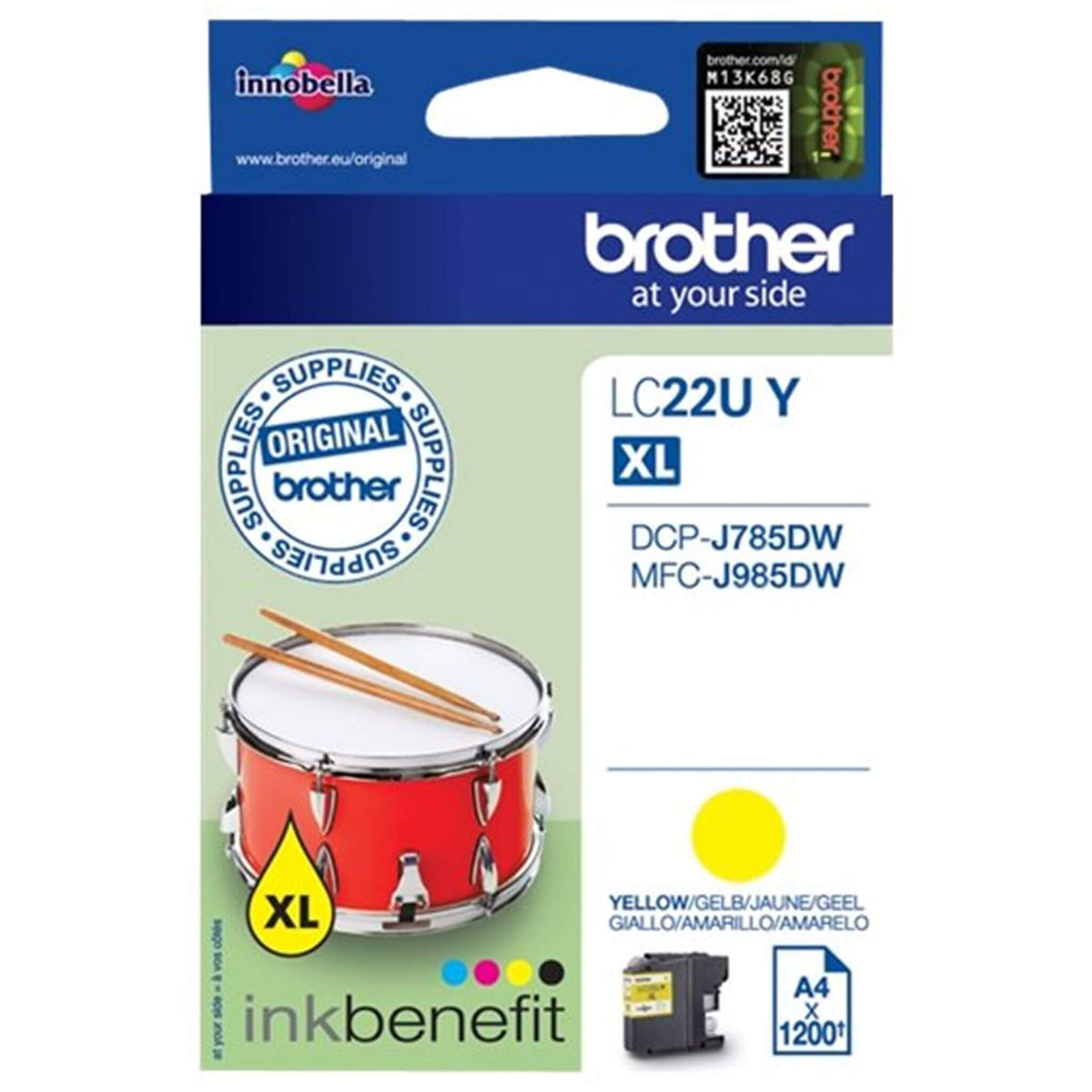 Keltainen mustepatruuna: Brother LC22UY XL | Finink.com