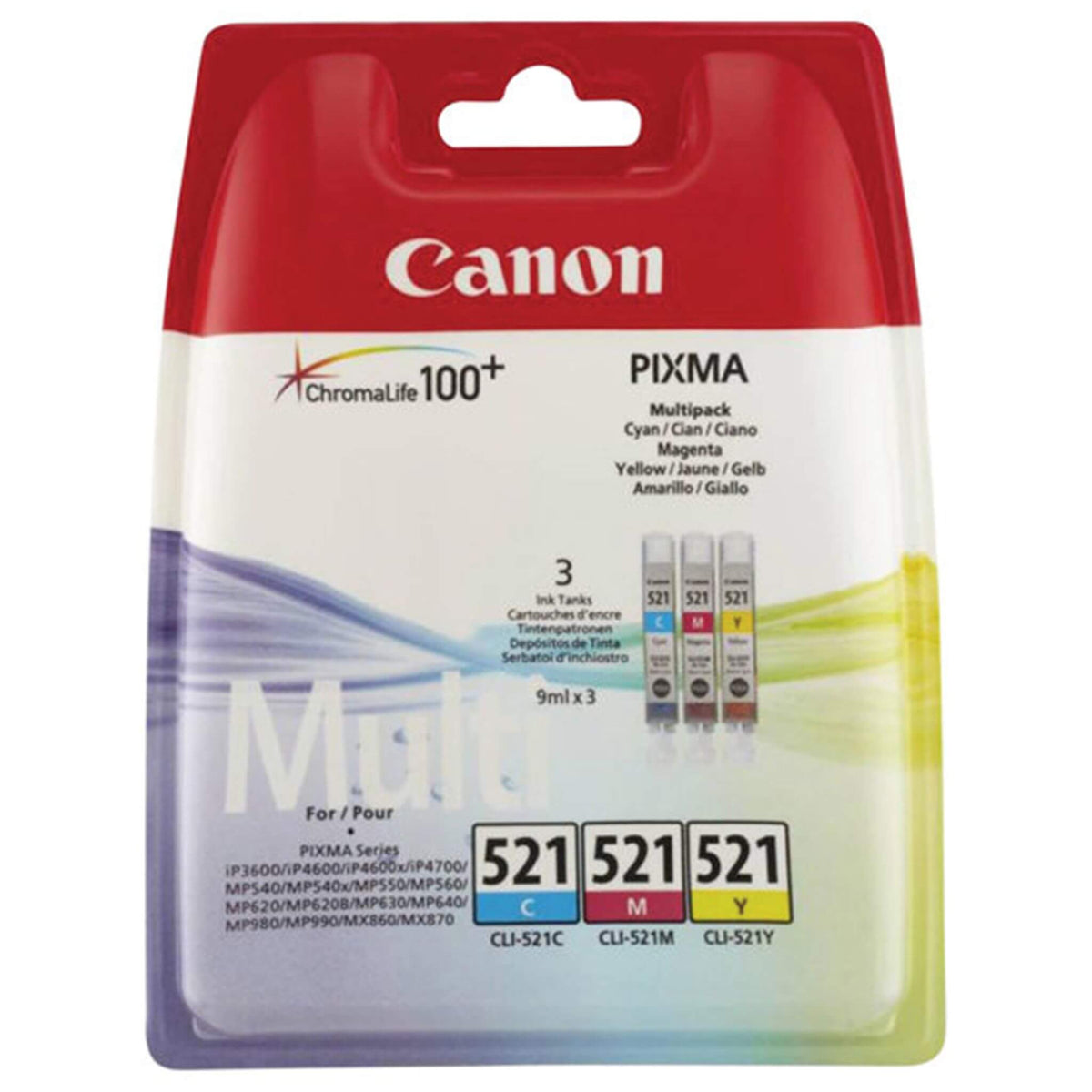 Multipakkaus kolme väriä: Canon 2934B010 (CLI-521) | Finink.com