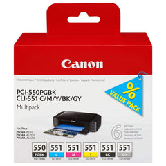 Canon PGI-550/CLI-551 multipakkaus kuusi väriä (6496B005)