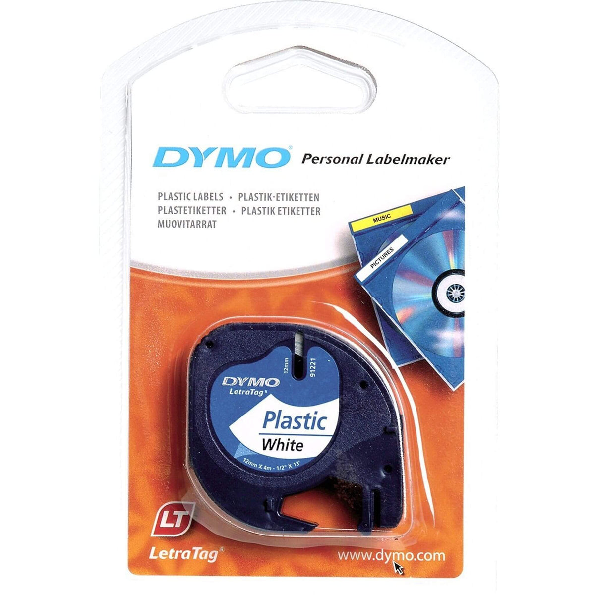 Dymo LetraTAG muoviteippi, valkoinen, 12 mm x 4 m Dymo S0721660 | Finink.com