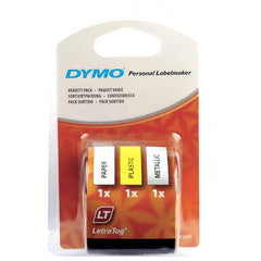 Dymo LetraTAG muoviteippi, hopea/keltainen/valkoinen, 12 mm x 4 m Dymo S0721800