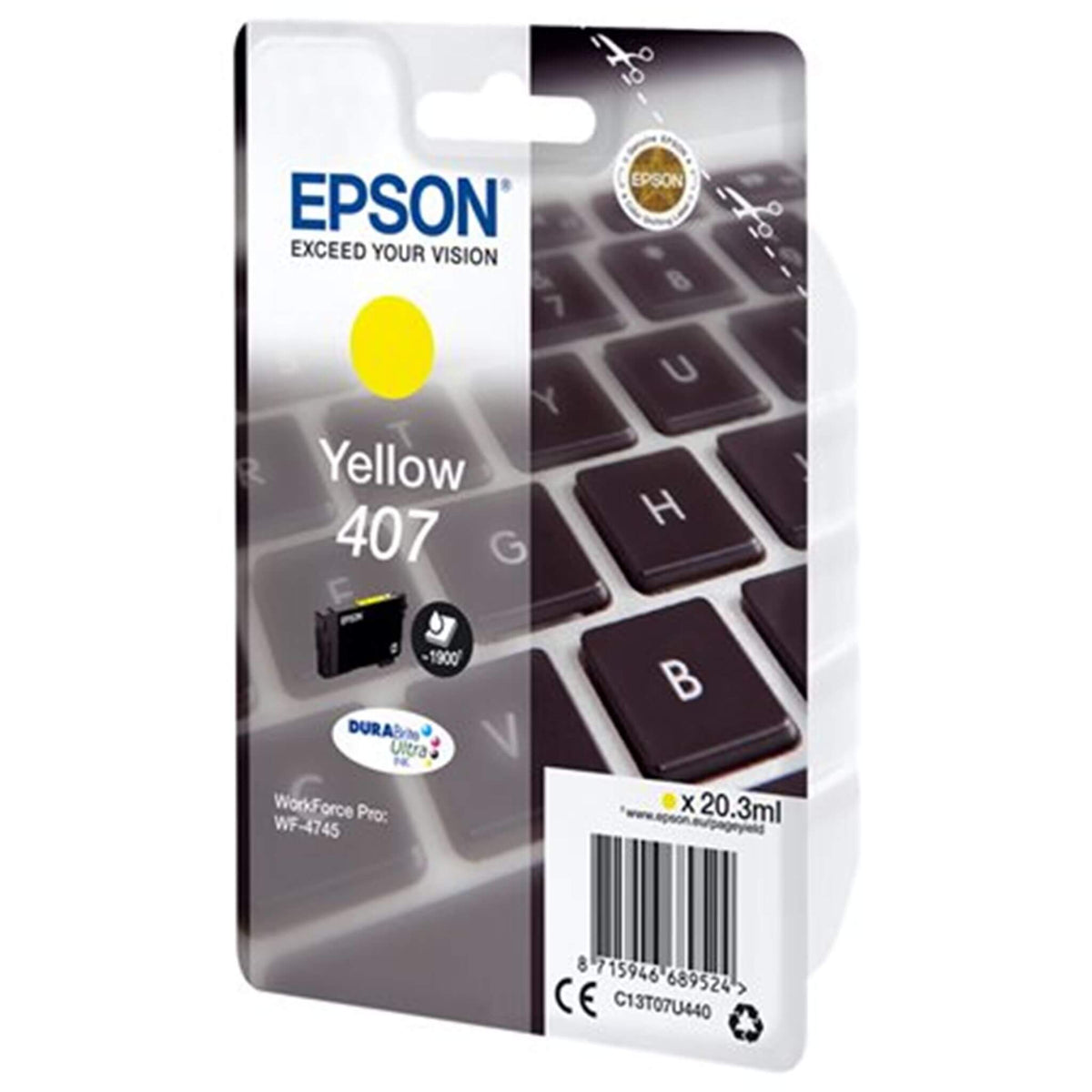 Keltainen mustekasetti: Epson C13T07U440 (407) | Finink.com