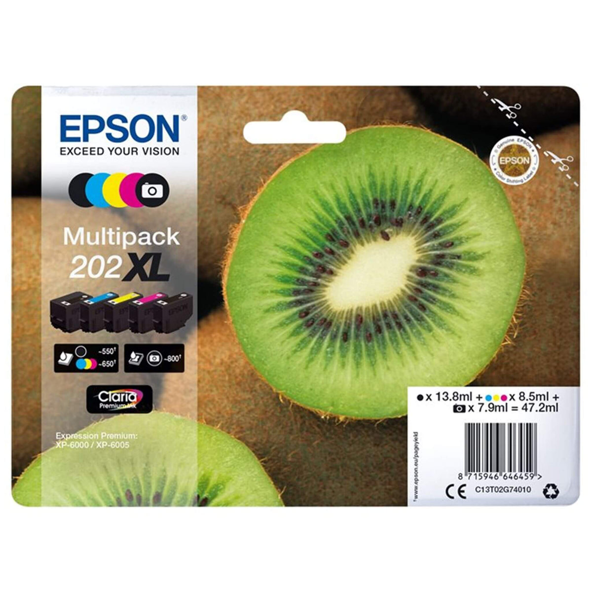 Viisivärinen mustekasettisarja: Epson T02G7 (202XL) | Finink.com