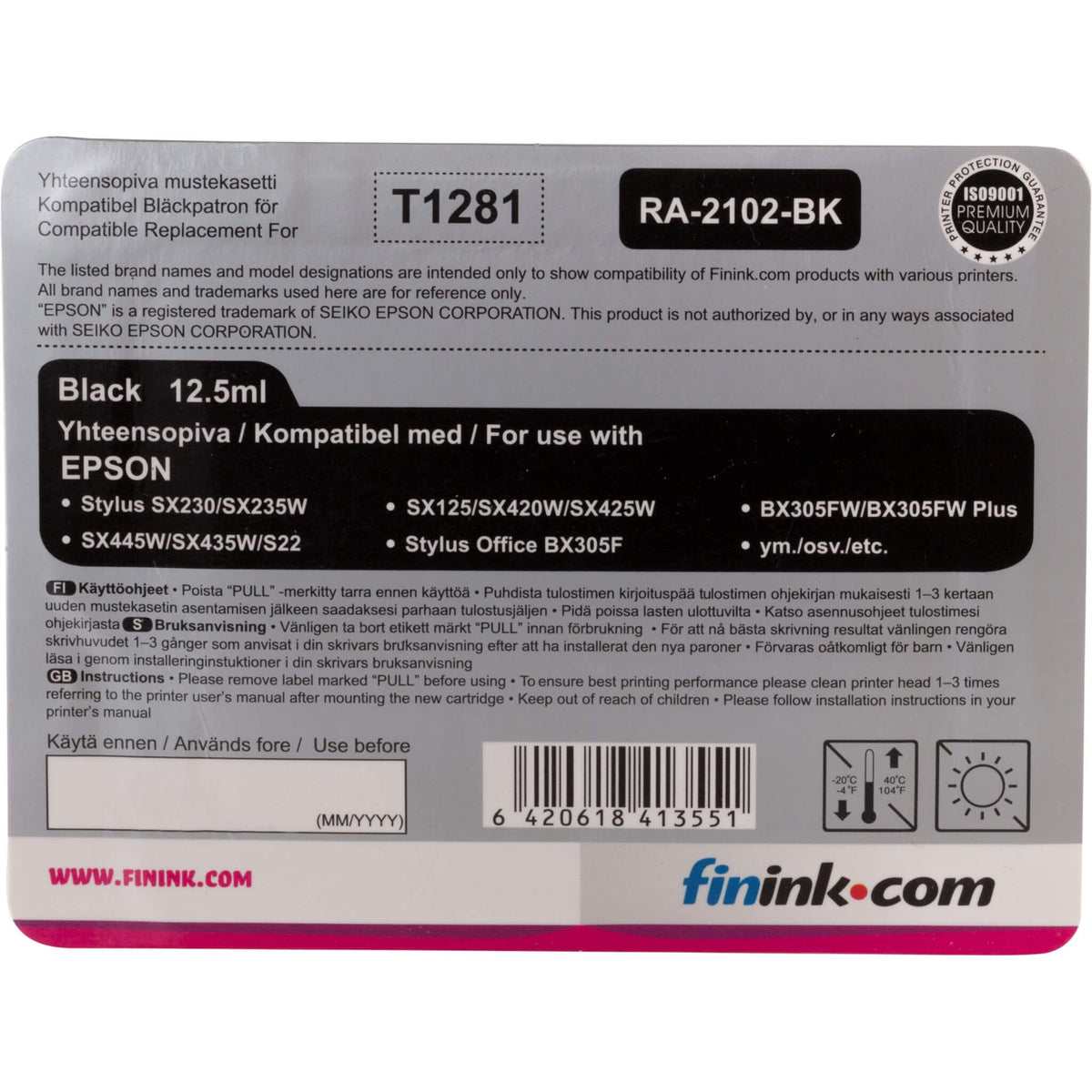 Musta mustepatruuna, korvaa Epson T1281 | Finink.com