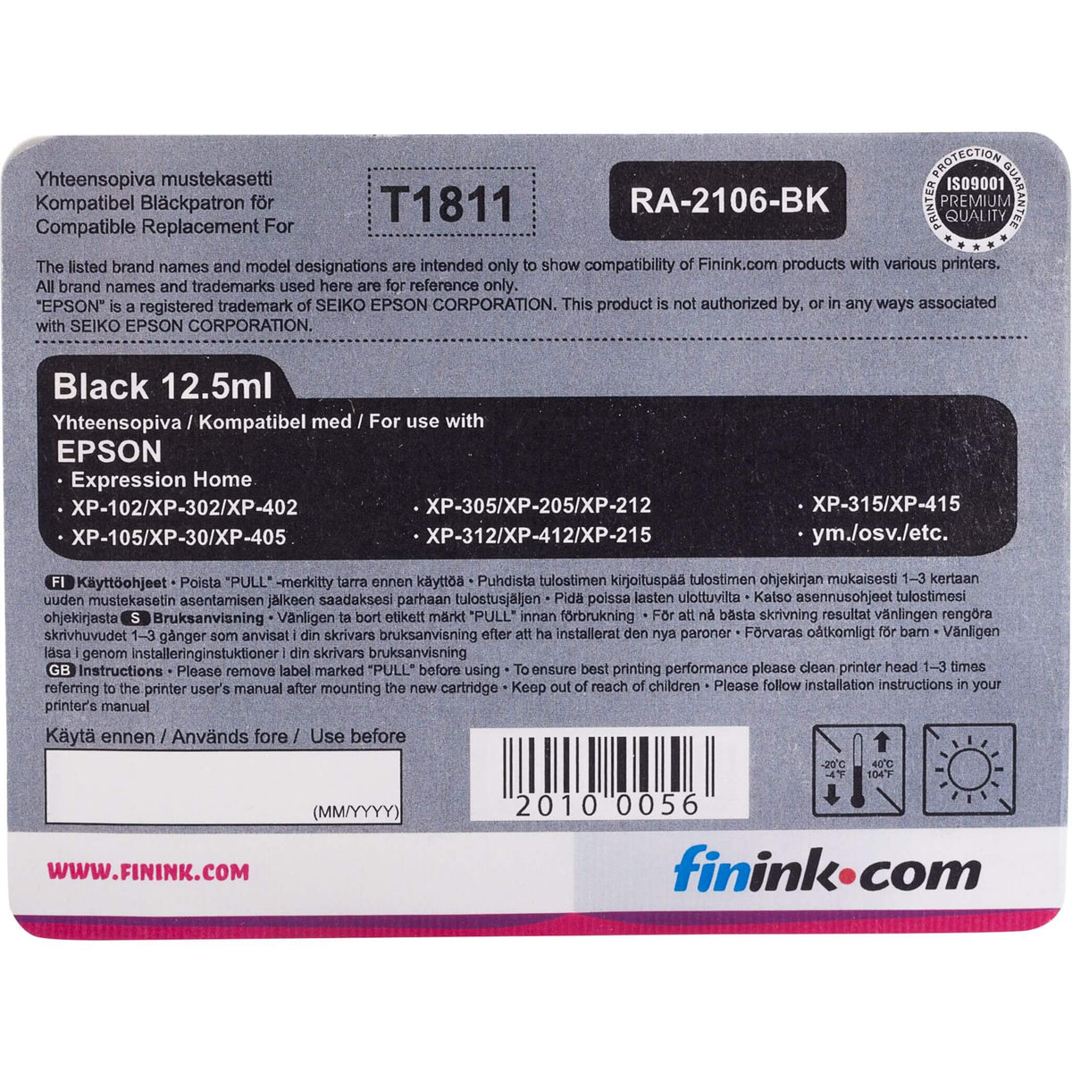 Musta mustepatruuna, korvaa Epson T1811 | Finink.com